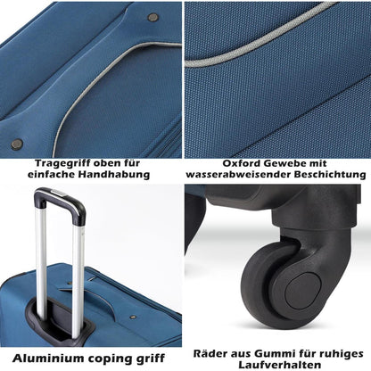 COOLIFE Koffer Trolley 4 Rollen Stoffkoffer TSA-Schloss Set
