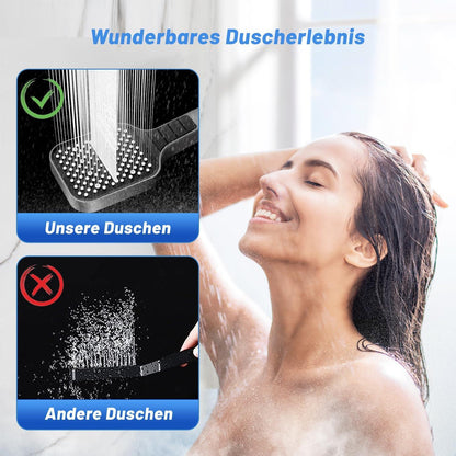 VEHHE Duschkopf mit 1.5M Schlauch, 7 Strahlarten, wassersparend, Regendusche, Stopptaste, Silikondüse, 7 Modi, Grau