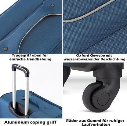Koffer Trolley 2tlg Set Rollen Stoffkoffer Handgepäck TSA-Schloss