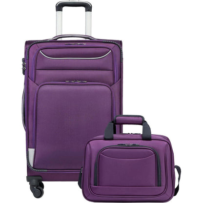 COOLIFE Koffer Set 2tlg Schwarz+Rot 4 Rollen Handgepäck
