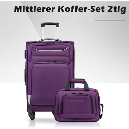 COOLIFE Koffer Set 2tlg Schwarz+Rot 4 Rollen Handgepäck