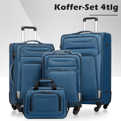 COOLIFE Koffer Set 4tlg Schwarz Stoffkoffer Handgepäck