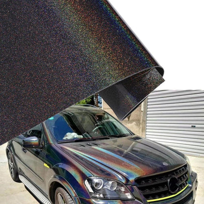 Graue Autofolie mit Regenbogen-Effekt – Car Wrapping Folie 75x152cm