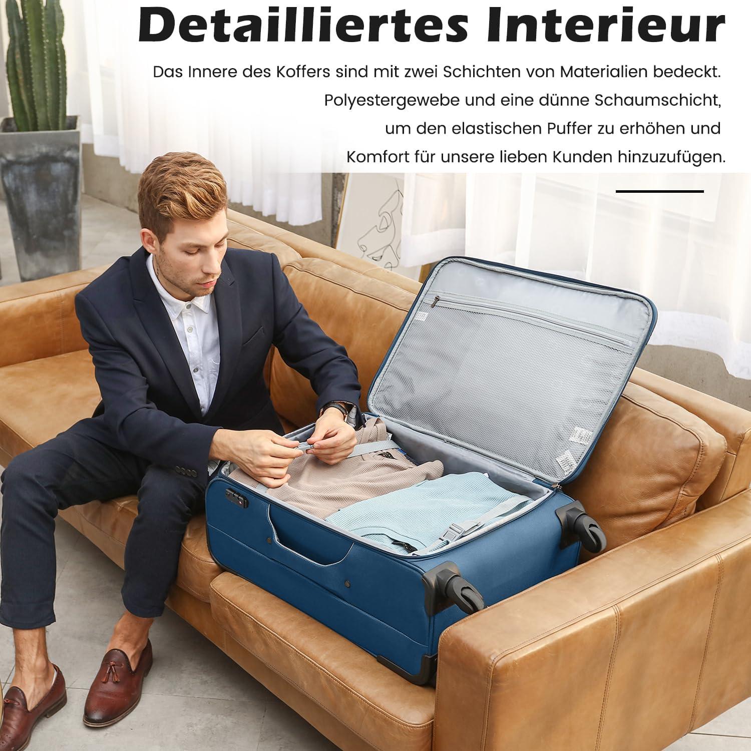 COOLIFE Koffer Trolley 4 Rollen Handgepäck TSA-Schloss Reisekoffer Set提Supreme