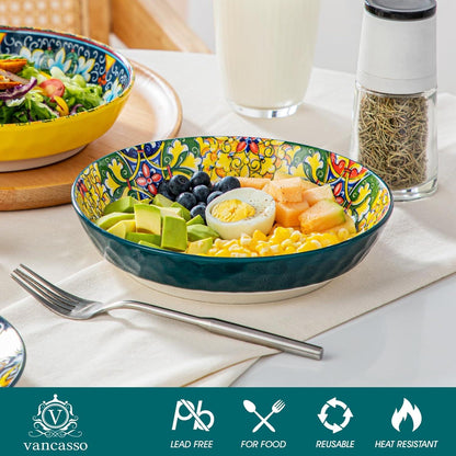 6er Set Steinzeug Pastateller Suppenteller Buntes Tiefteller Salat