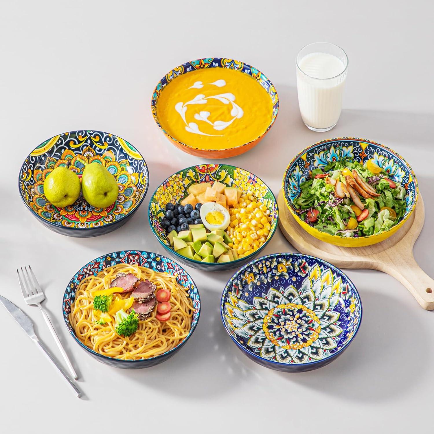 Vancasso SIMI Pastateller Steinzeug Suppenteller bunte Mehrzweckschalen 950ml