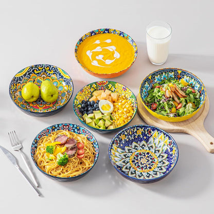 Vancasso SIMI Pastateller Steinzeug Suppenteller bunte Mehrzweckschalen 950ml