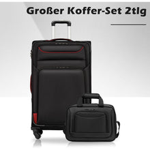 COOLIFE Koffer Set 2tlg Schwarz Stoffkoffer 4 Rollen
