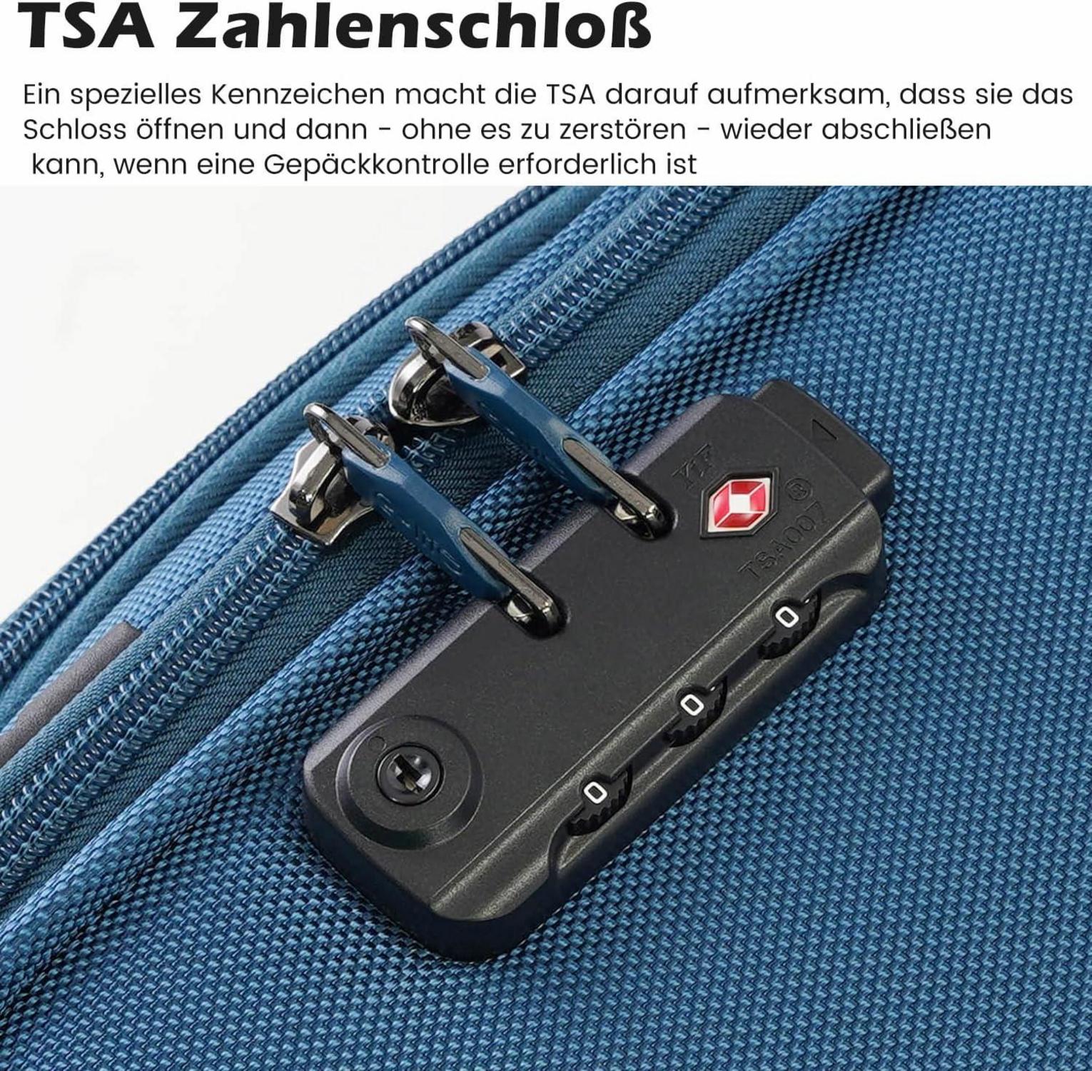 COOLIFE Koffer Set 4tlg Stoffkoffer Handgepäck TSA-Schloss Grau