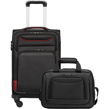 COOLIFE Koffer Trolley Set 2tlg Schwarz+rot TSA-Schloss