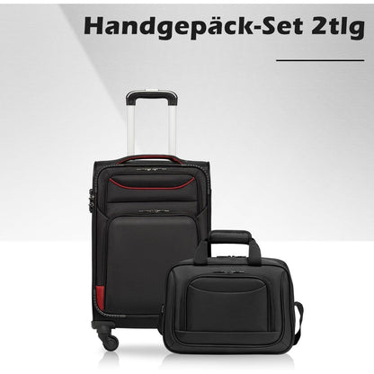 COOLIFE Koffer Trolley Set 2tlg Schwarz+rot TSA-Schloss