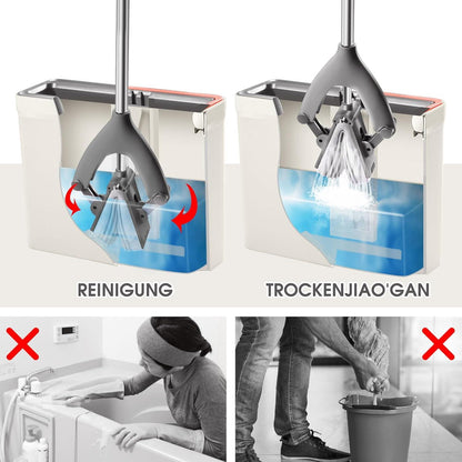 HEVOL Wischmopp Set mit Eimer und 3 PVA Wischköpfen