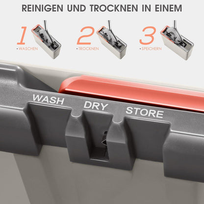 Wischmopp Set mit Eimer, Edelstahlgriff und 3 PVA Wischköpfen