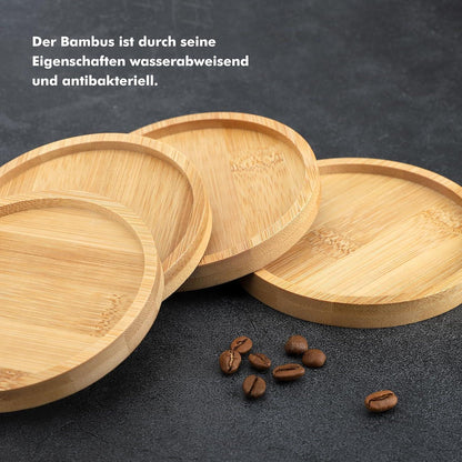 Bambus Untersetzer rund 6er Set Holz Glasuntersetzer Tassen Getränke Bar