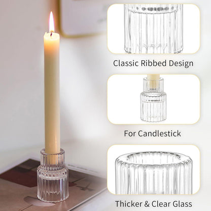 Glas Kerzenhalter Stabkerzen 2er Set Hochzeit Party Wohnzimmer