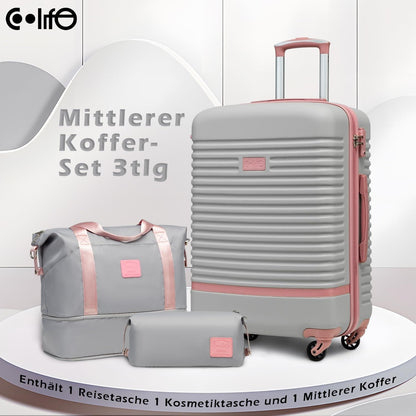 COOLIFE Koffer Trolley Set 3tlg ABS Hartschale 4 Rollen TSA