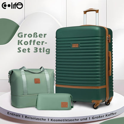 COOLIFE Koffer-Set 3tlg ABS Hartschale 4 Rollen TSA-Schloss