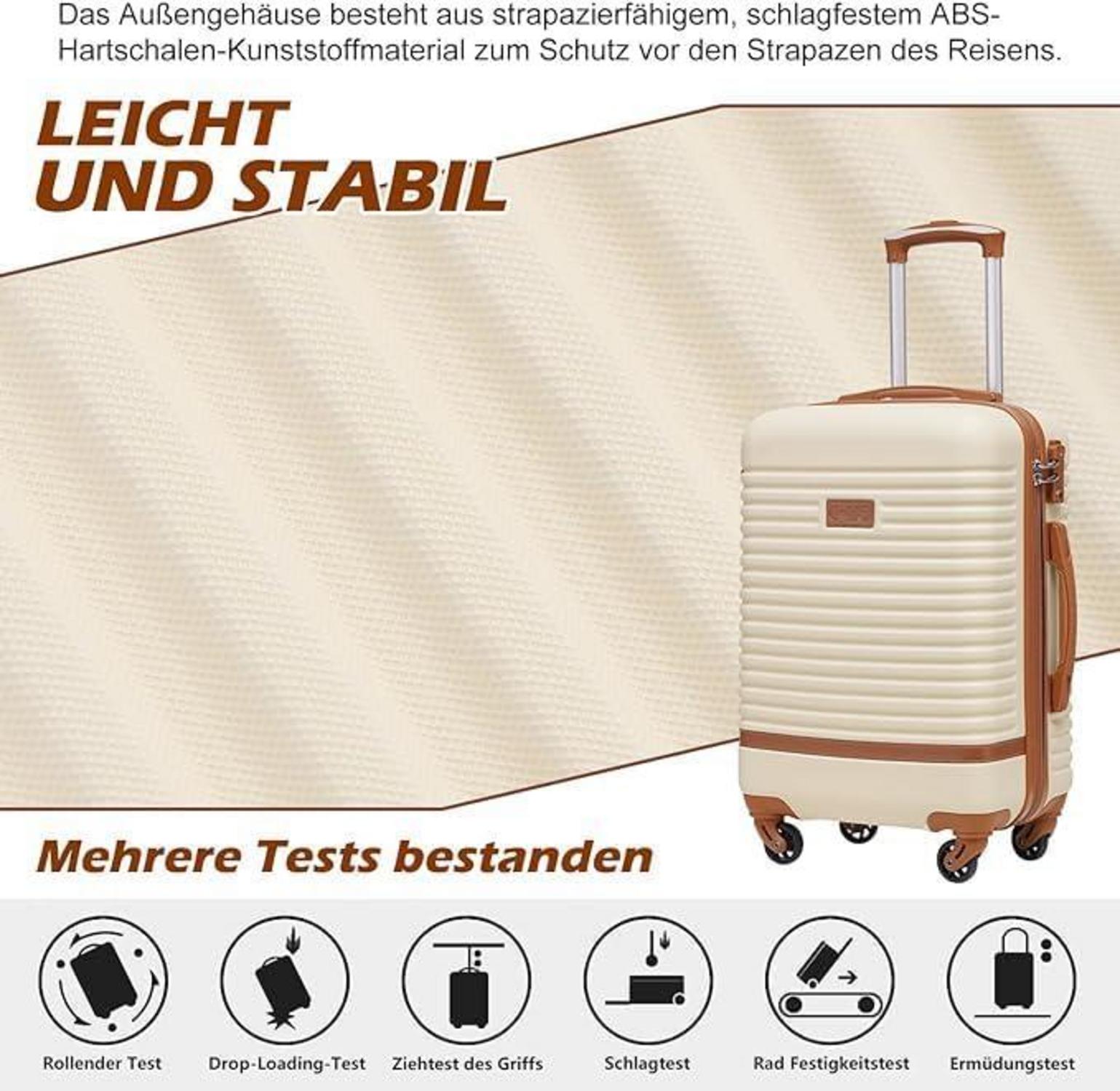 COOLIFE Koffer Set ABS Hartschale 4 Rollen Mittelgroß 3tlg TSA-Schloss