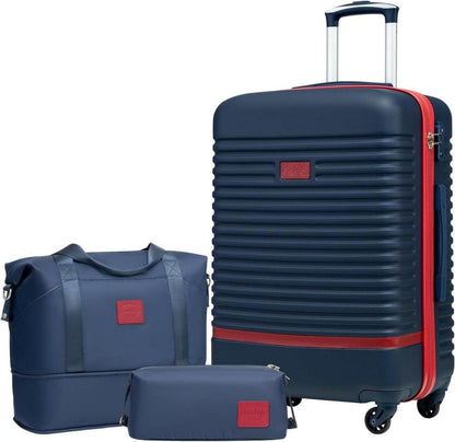 COOLIFE Hartschalen Koffer Set 3tlg Blau/Rot TSA-Schloss