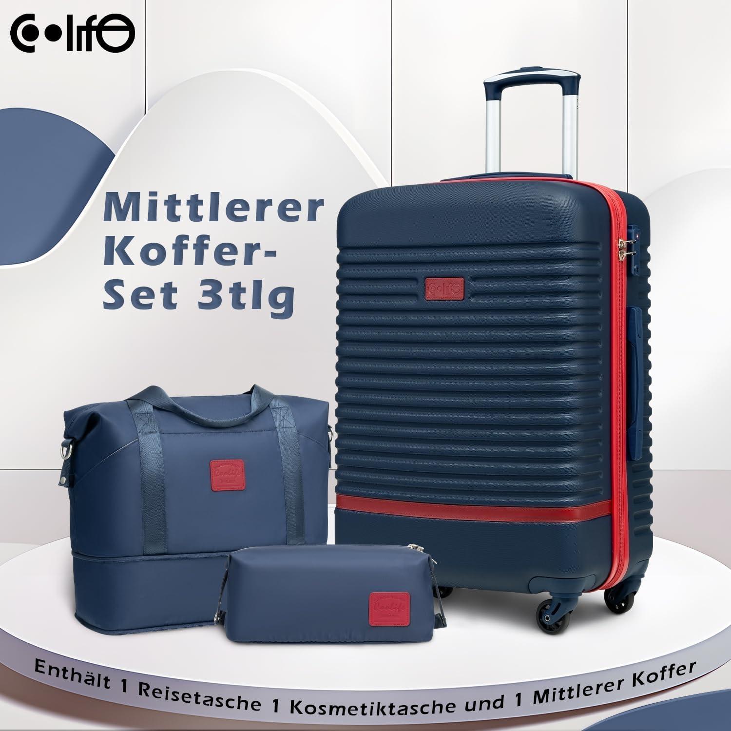 COOLIFE Koffer Set ABS Hartschalen Trolley 4 Rollen
