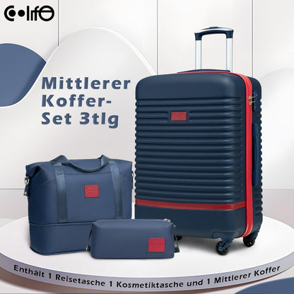 COOLIFE Koffer Set ABS Hartschalen Trolley 4 Rollen