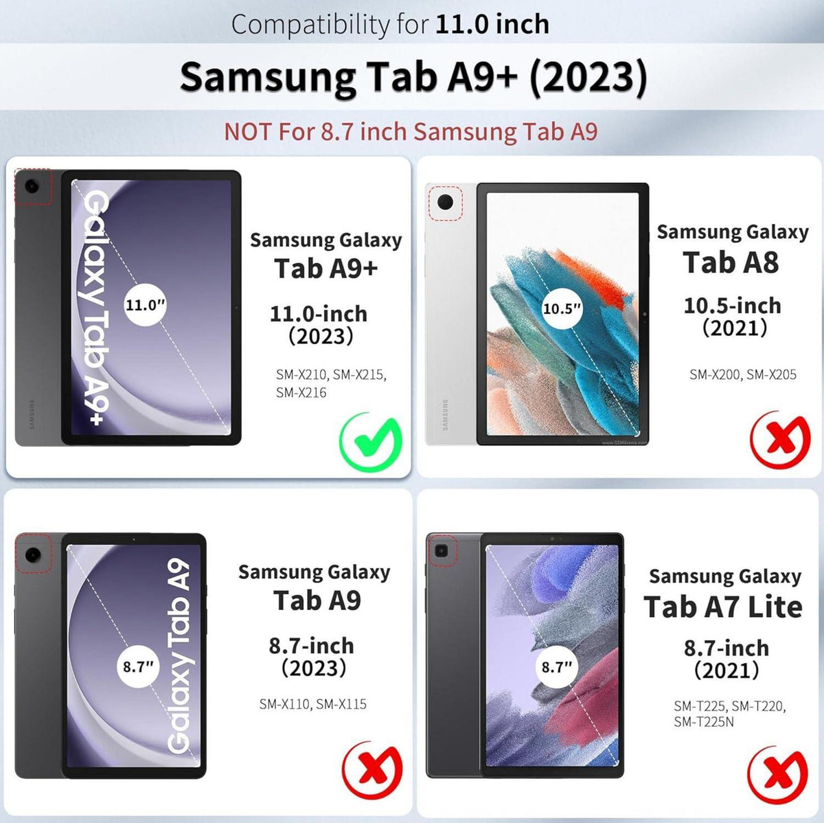 Hülle für Samsung Galaxy Tab A9+ 11 Zoll 2023 Schutzhülle PU