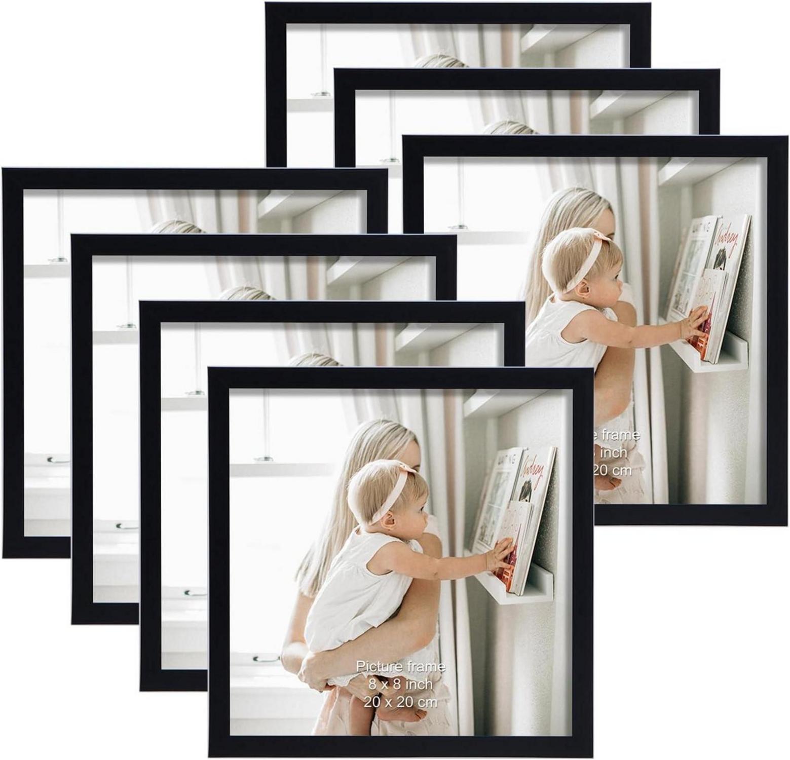 Schwarze Bilderrahmen Set für 10x10 cm Fotos, 7 Stück quadratisch