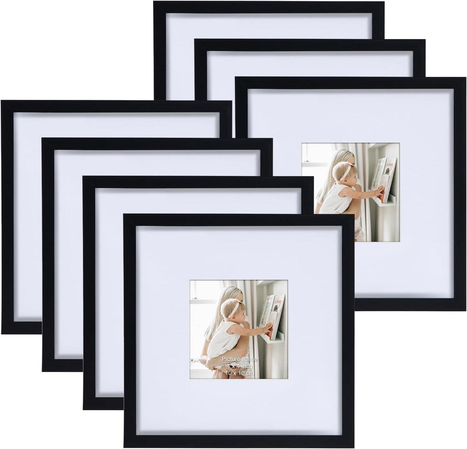 Bilderrahmen Set 7er Collage 20x20cm Schwarz für 10x10cm