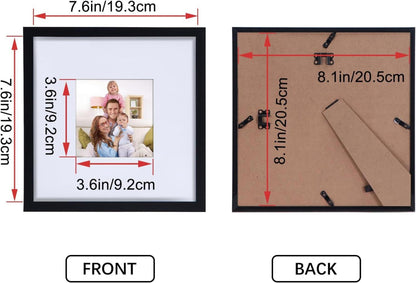 Schwarze Bilderrahmen Set für 10x10 cm Fotos, 7 Stück quadratisch