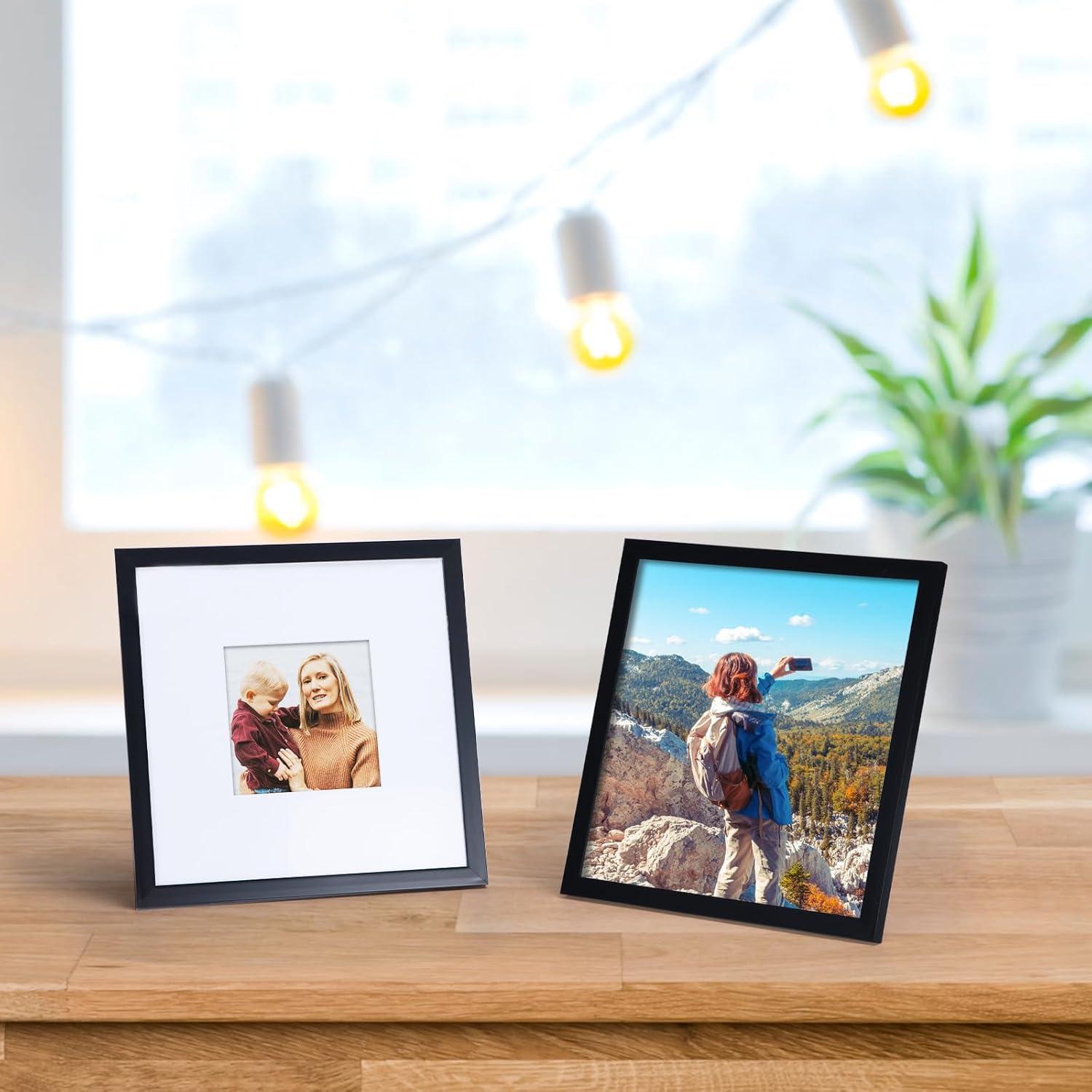 Moderne Schwarz Fotorahmen Set 20x20 cm für Wand & Tisch, 7 Stück