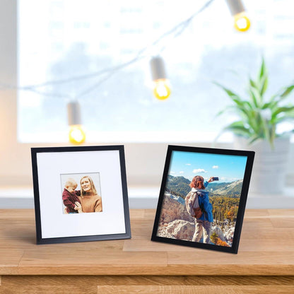 Moderne Schwarz Fotorahmen Set 20x20 cm für Wand & Tisch, 7 Stück