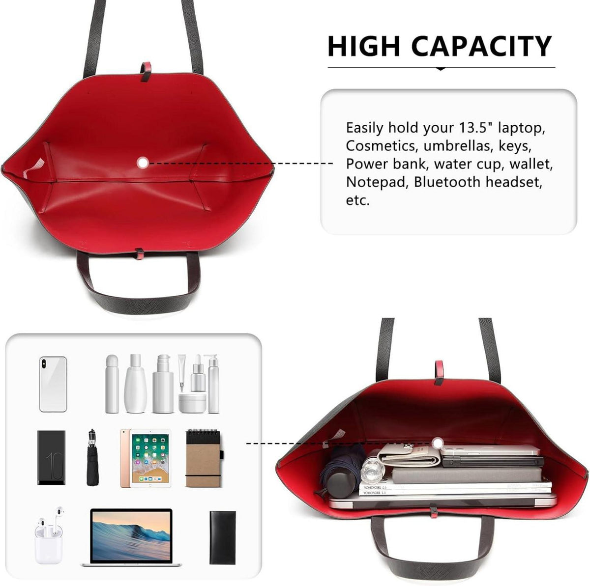 Miss Lulu Damen Schultertasche Henkeltasche PU-Leder Set