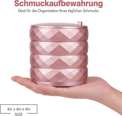 Schmuckkasten mit 4 Ebenen, drehbar, in Roségold - Schmuckaufbewahrung