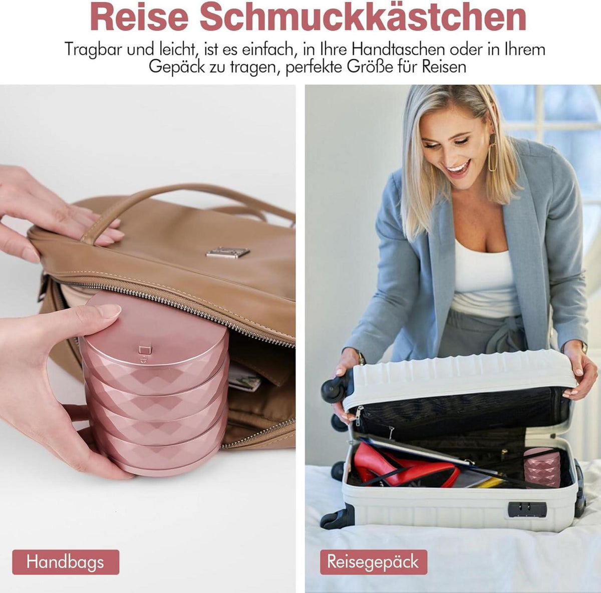 Schmuckkästchen 4 Ebenen Drehbar Ring Ohrringe Halskette Haargummi