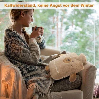 Wärmflasche 1 Liter mit Tier-Bezug für Kinder