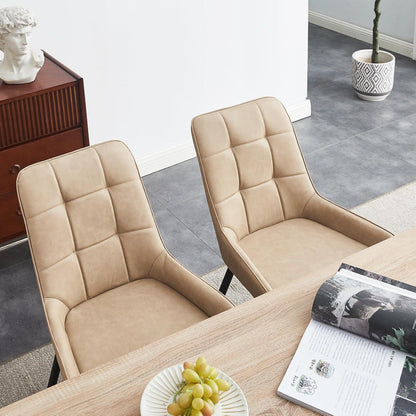 Esszimmerstühle Set 4er, Gepolstert & Modern Beige in Lederoptik