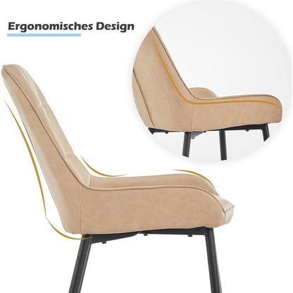 Esszimmerstühle Set 4er, Gepolstert & Modern Beige in Lederoptik