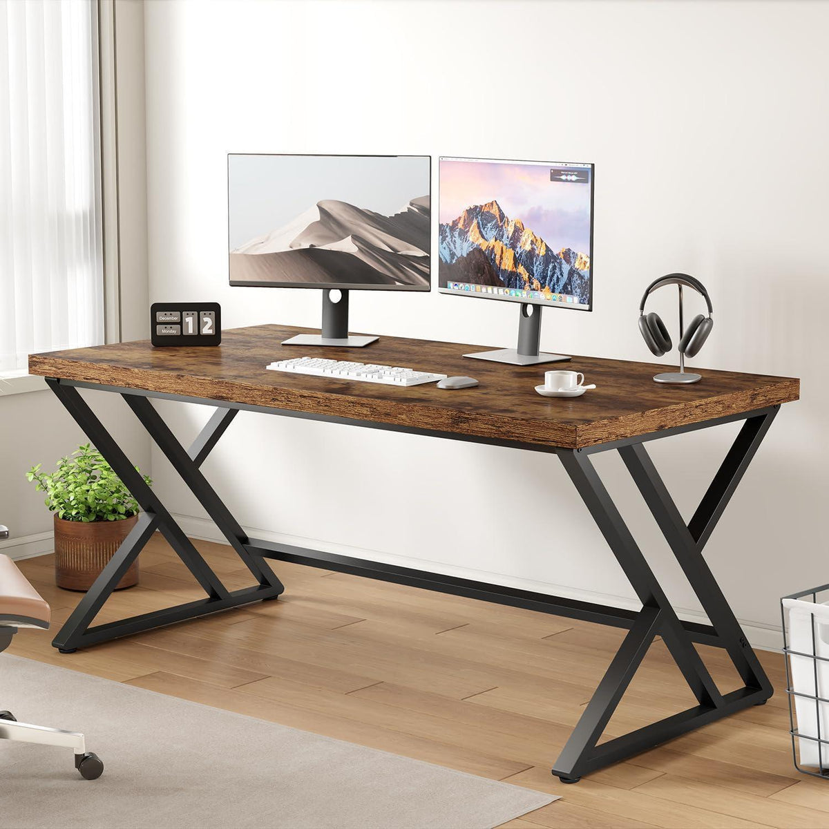 Computertisch mit Stauraum, rustikales Braun, 140x60cm