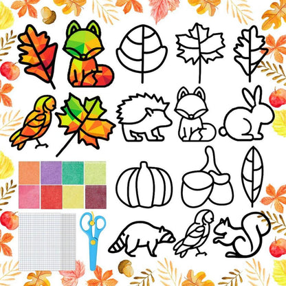Herbst Bastelset Kinder DIY Fensterbilder Basteln 12 Stück