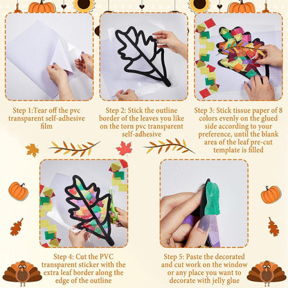 Herbst Bastelset Kinder DIY Fensterbilder Basteln 12 Stück