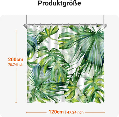 Lerores Duschvorhang 120x200cm Grün Blätter Wasserdicht & Antischimmel
