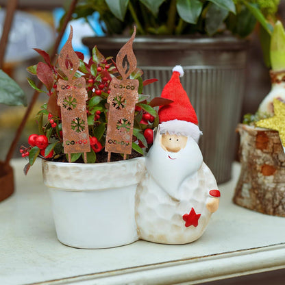 Rostige Kerzen Gartenstecker Weihnachten 3er Set Metall Wetterfest