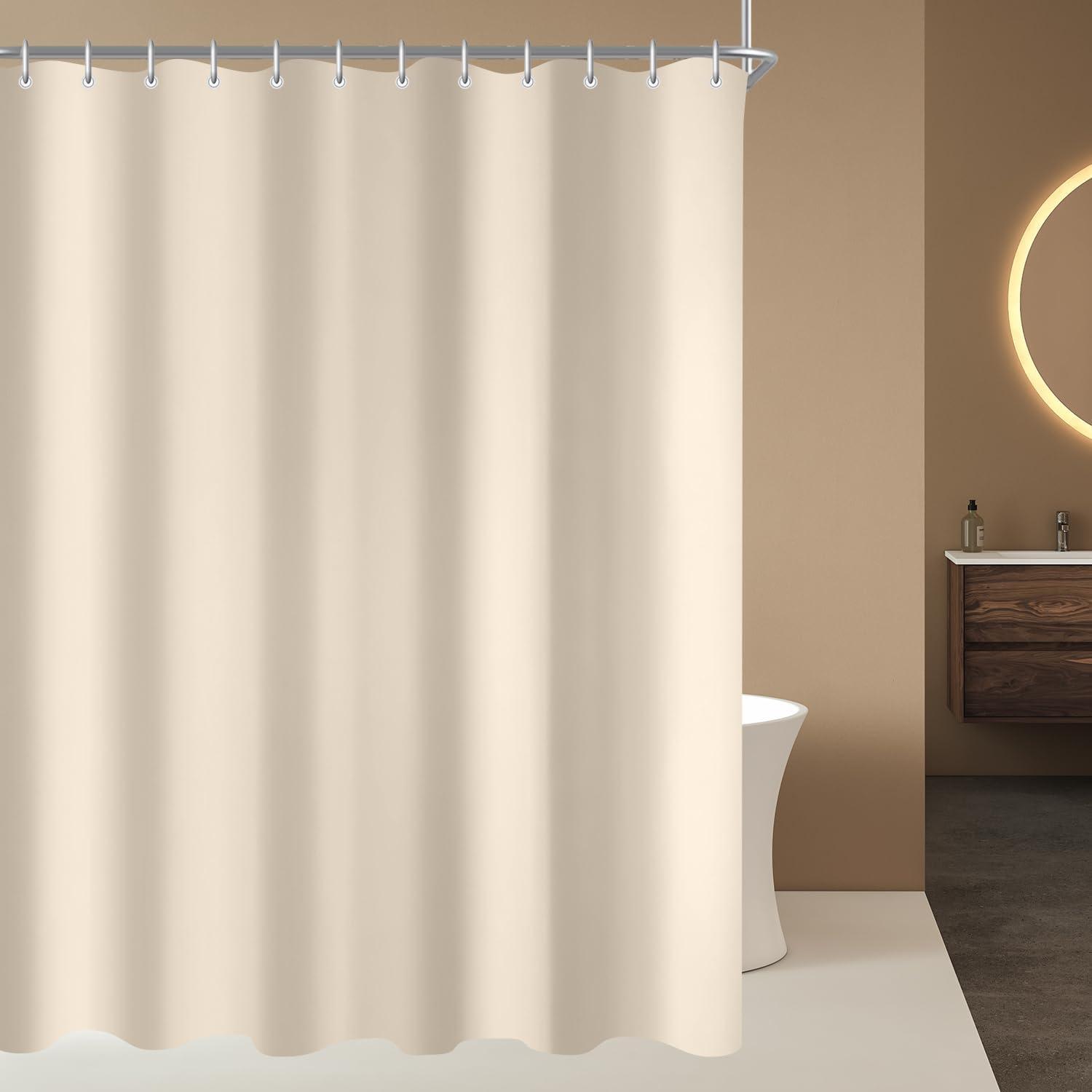 Duschvorhang Antischimmel Wasserabweisend Beige 220x180cm 12 Ringe