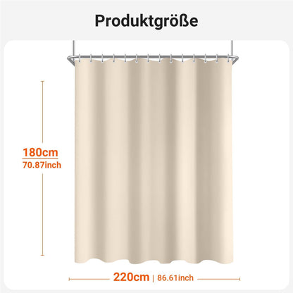 Duschvorhang Beige 220x180cm Beschwerter Saum Antischimmel