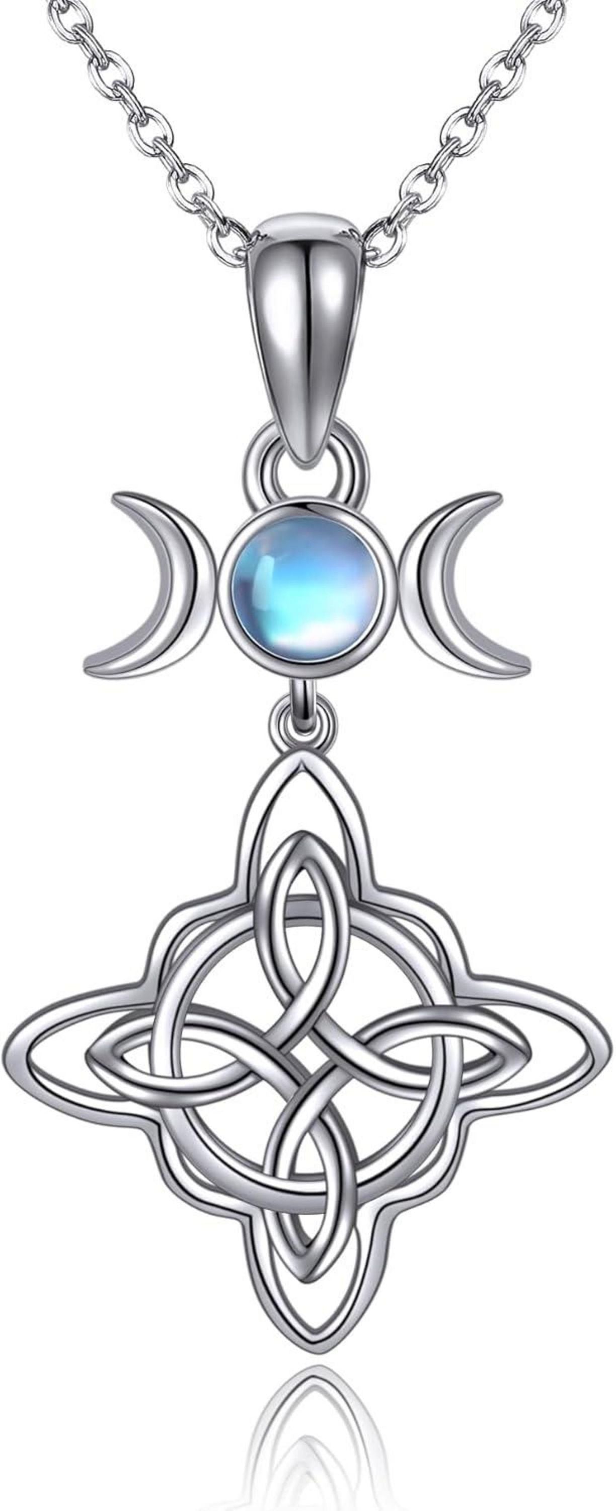 Sterlingsilber Hexen Halskette Mondstein Knoten Schmuck