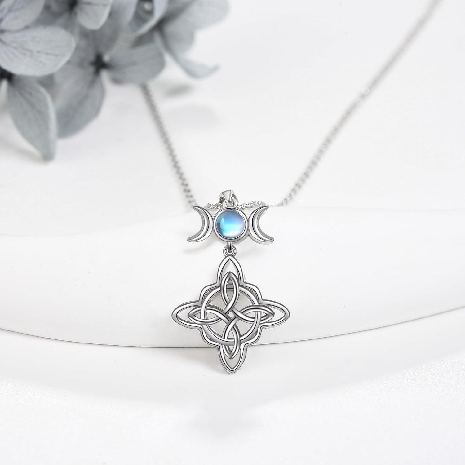 Sterlingsilber Hexen Halskette Mondstein Knoten Schmuck