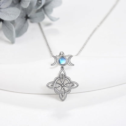 Sterlingsilber Hexen Halskette Mondstein Knoten Schmuck