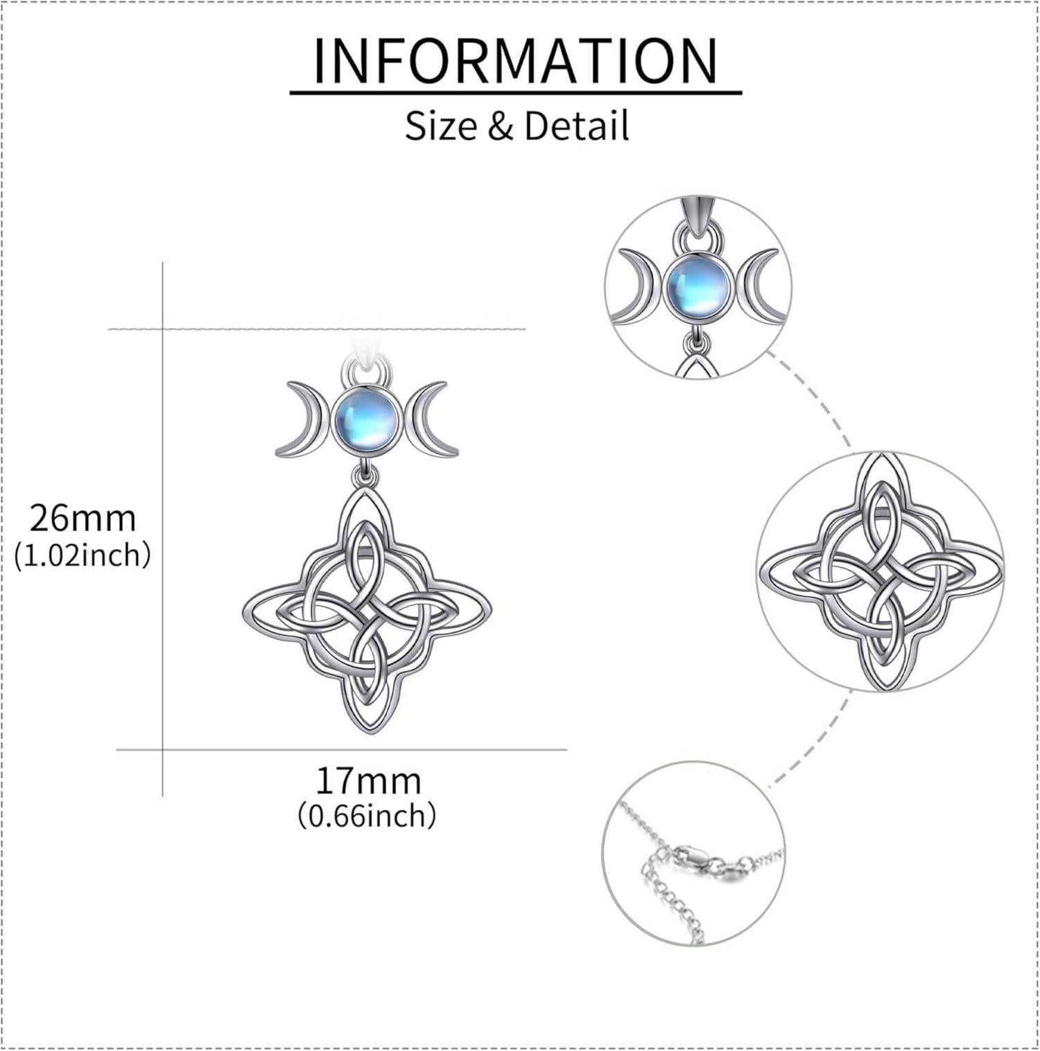 Hexen Halskette Sterlingsilber Mondstein Keltischer Knoten Schmuck