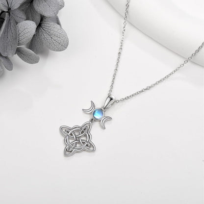Hexen Halskette Mondstein 925 Silber Celtic Knot Jewelry