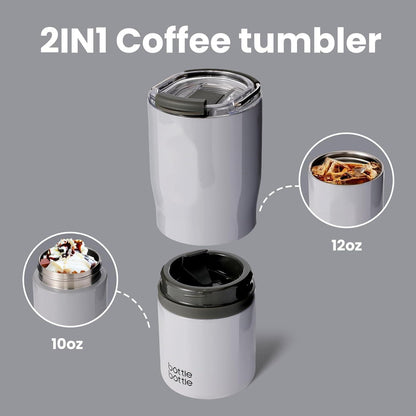 Edelstahlbecher mit Griff und 2 Deckeln, 625 ml 2-in-1
